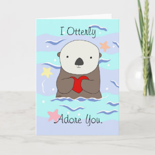 Ik ben dol op je Schattige Ik hou van je Otter Pun Kaart