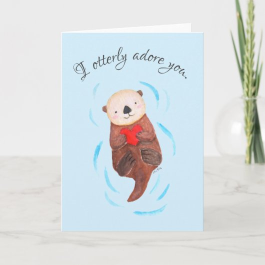 Ik ben dol op je Schattigee Zee otter Valentijnsda Kaart (Voorkant)