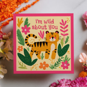 Ik ben dol op jou Tijger Schattig Valentijnsdag Notitiekaartje