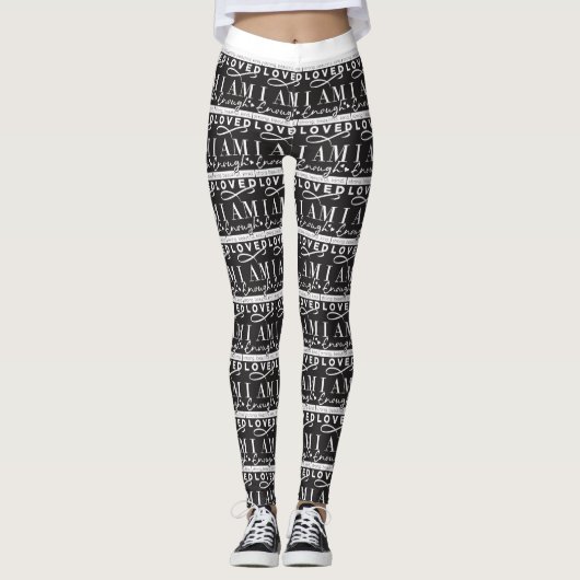Ik ben dol op Leggings van zwart-witvrouwen (Voorkant)