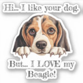 Ik ben dol op mijn Beagle Vinyl Sticker (Voorkant)