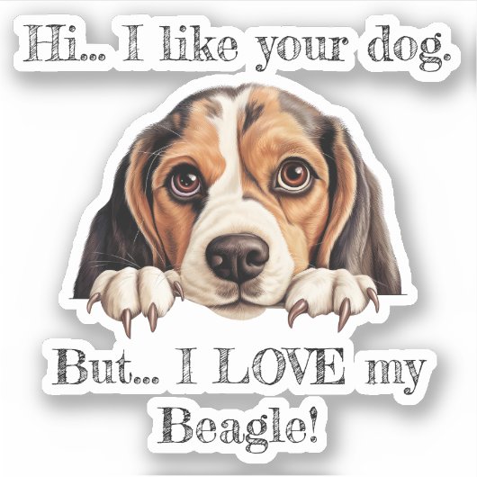 Ik ben dol op mijn Beagle Vinyl Sticker (Voorkant)
