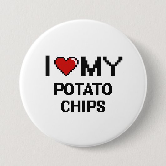 Ik ben dol op mijn digitale aardappelchips ronde button 7,6 cm (Voorkant)