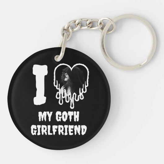 Ik ben dol op mijn Gothic Vriendin die hartfoto's  Sleutelhanger (Achterkant)