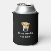 Ik ben dol op mijn hond en bier Funny Pet Foto Blikjeskoeler (Blikje Achterkant)