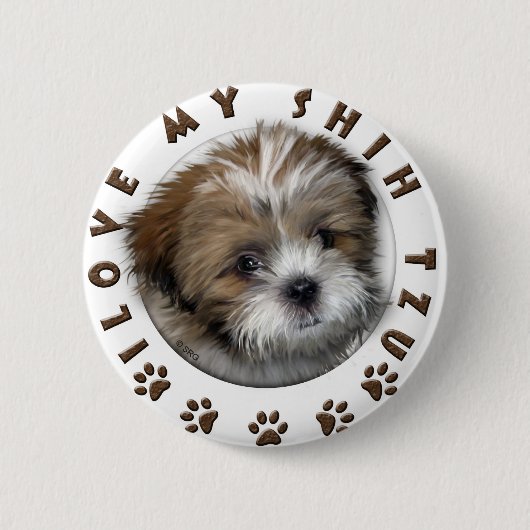 Ik ben dol op mijn sjiitische Tzu-tendermodel Ronde Button 5,7 Cm (Voorkant)