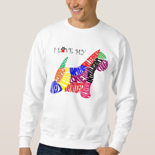 Ik ben dol op mijn witte sweatshirt (Voorkant)