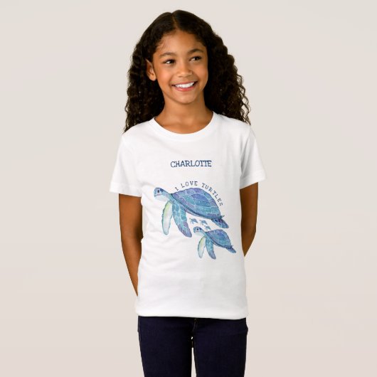 Ik ben dol op turquoise kinderplezier t-shirt (Voorkant volledig)