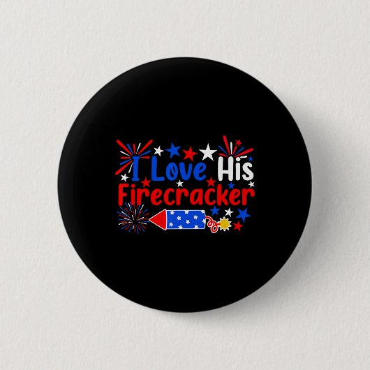 Ik ben dol op zijn vuurwerk van 4 juli ronde button 5,7 cm (Voorkant)
