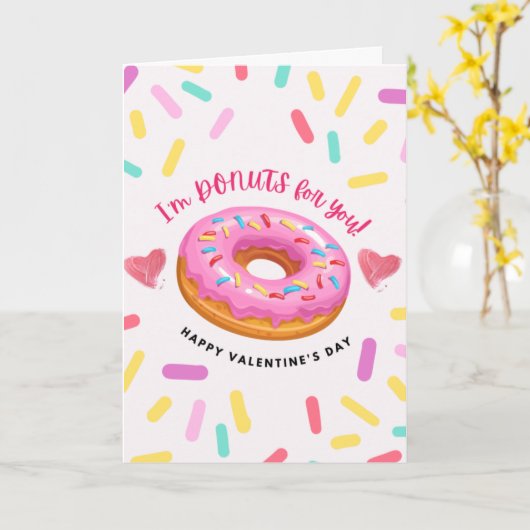 Ik ben Donuts voor jou - Donuts Lover Valentijn Kaart (Gele Bloem)