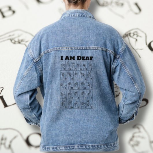 Ik ben doof ASL Amerikaanse gebarentaal alfabet bl Denim Jacket