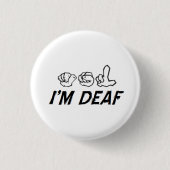 "Ik ben doof" ASL Ronde Button 3,2 Cm (Voorkant)