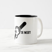 Ik ben doof. Doven, slechthorend. Lip lezen Tweekleurige Koffiemok (Voorkant rechts)