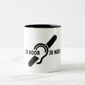 Ik ben doof. Doven, slechthorend. Lip lezen Tweekleurige Koffiemok (Center)