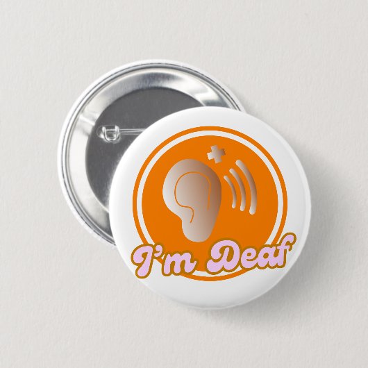 Ik ben doof symboolbadge - sinaasappel ronde button 5,7 cm (Voorkant /achterkant)