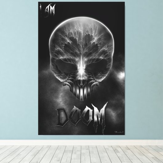 Ik ben Doom Fractal Skull Canvas Afdruk (Insitu (Houten vloer))