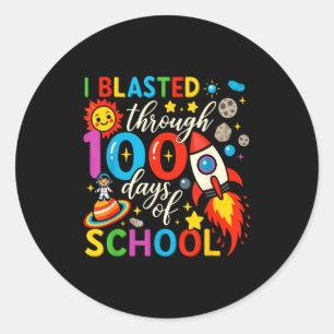 Ik ben door de 100 dagen schoolviering heen geblaz ronde sticker