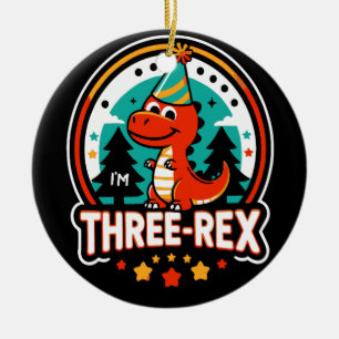 Ik ben Drie Rex Schattigee Dinosaurus voor 3e Verj Keramisch Ornament