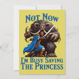 Ik ben druk bezig met het redden van de prinses feestdagenkaart
