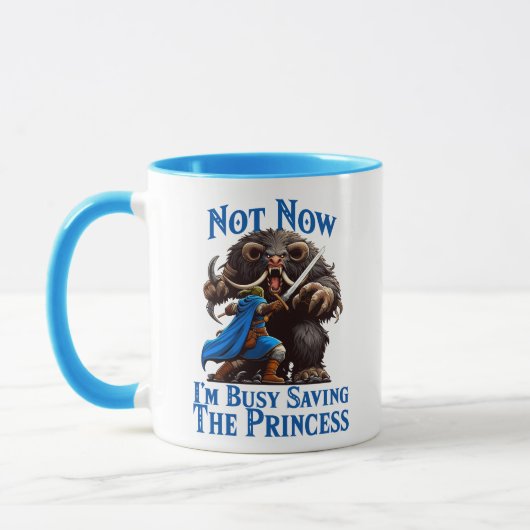 Ik ben druk bezig met het redden van de prinses mok (Links)