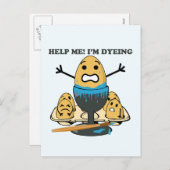 Ik ben Dyeing Easter Egg Pun Cartoon Feestdagenkaart (Voorkant / Achterkant)