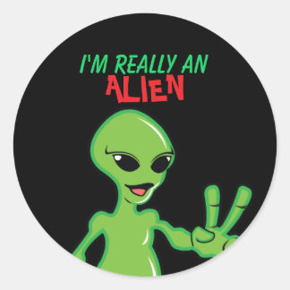 Ik ben echt een Alien Ronde Sticker