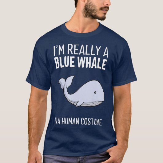 Ik ben echt een blauwe walvis in een humaan kostuu t-shirt (Voorkant)