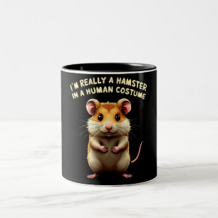 Ik ben echt een hamster in een menselijk kostuum tweekleurige koffiemok