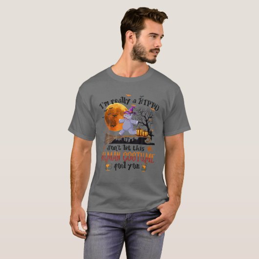 Ik ben echt een Hippo Halloween Human Costume Mann T-shirt (Voorkant volledig)