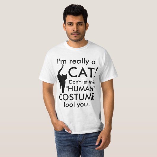 Ik ben echt een kattenkostuum, grappig Schattige H T-shirt (Voorkant volledig)