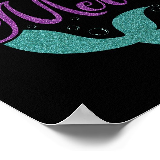 Ik ben echt een Zeemeermin Paarse Blauwgroen Glitt Poster (Hoek)