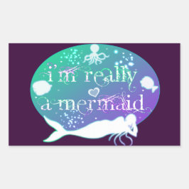 Ik ben echt een zeemeermin rechthoekige sticker