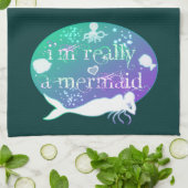 Ik ben echt een zeemeermin theedoek (Gevouwen)