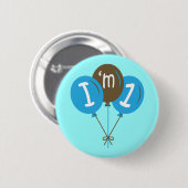 Ik ben een 1-jarig blauw ballongeschenk ronde button 5,7 cm (Voorkant /achterkant)