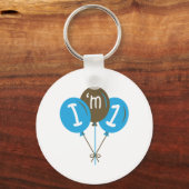 Ik ben een 1-jarig blauw ballongeschenk sleutelhanger (Voorkant)