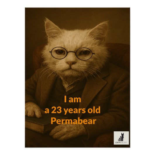 Ik ben een 23 jaar oude Permabear. De oudste markt Perfect Poster (Voorkant)