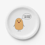 Ik ben een aardappel en trots papieren bordje (Voorkant)