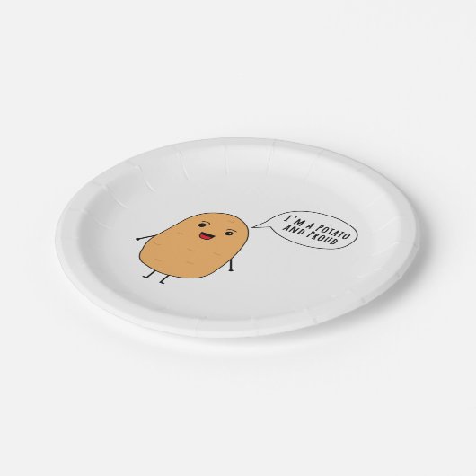 Ik ben een aardappel en trots papieren bordje (Gekanteld)
