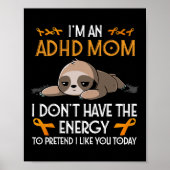 Ik ben een ADHD moeder bewustzijn Oranje lint luia Poster (Voorkant)