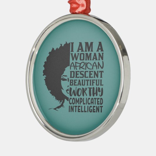 Ik ben een Afrikaanse vrouwendescent (Natuurlijke  Metalen Ornament (Links)