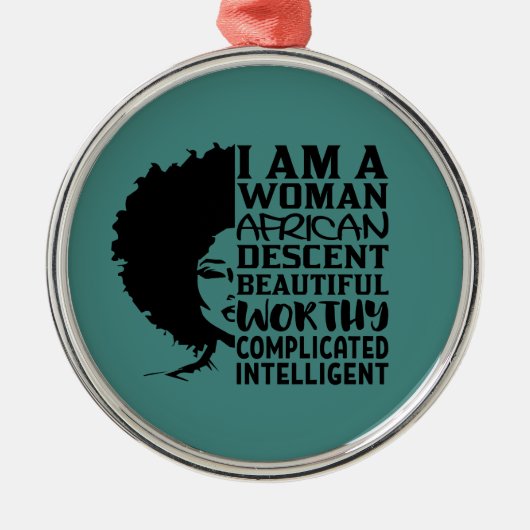 Ik ben een Afrikaanse vrouwendescent (Natuurlijke  Metalen Ornament (Voorkant)