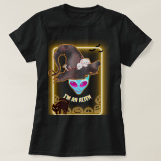 "IK BEN EEN ALIEN" Halloween T-shirt: Neon Design T-shirt