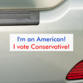 Ik ben een Amerikaan! Ik stem conservatief! Bumpersticker (Op auto)