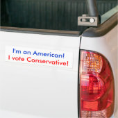 Ik ben een Amerikaan! Ik stem conservatief! Bumpersticker (Op Truck)