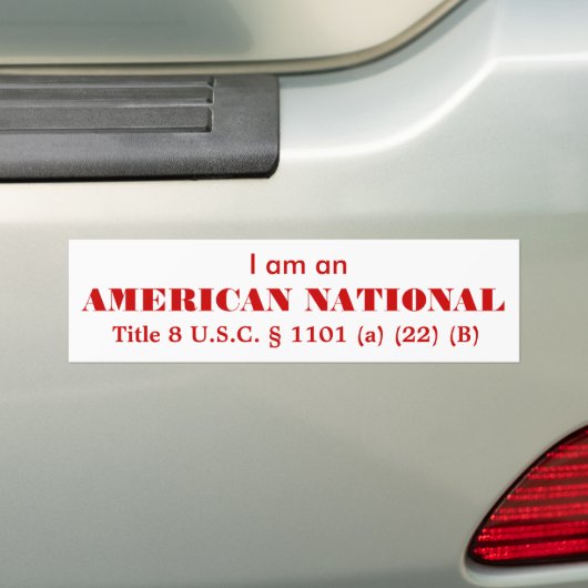Ik ben een AMERIKAANSE NATIONALE Bumpersticker (Op auto)