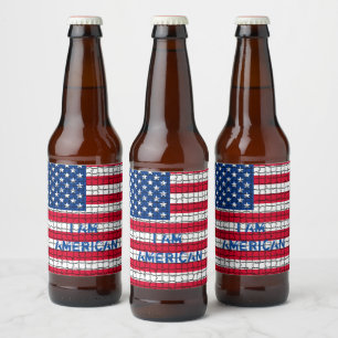 Ik ben een Amerikaanse Red & Blue USA vlag Bier Etiket