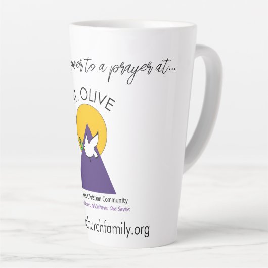 Ik ben een antwoord op een gebed! latte mok (Rechterhoek)