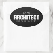Ik ben een architect die alle problemen oplost ovale sticker (Tas)