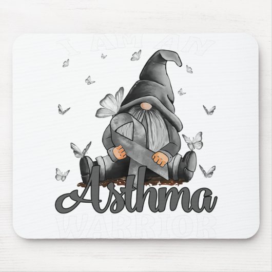 Ik ben een Asthma Warrior Grey Awareness Ribbon Muismat (Voorkant)