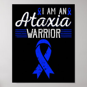 Ik ben een Ataxia Warrior Blue Ribbon Awareness Poster